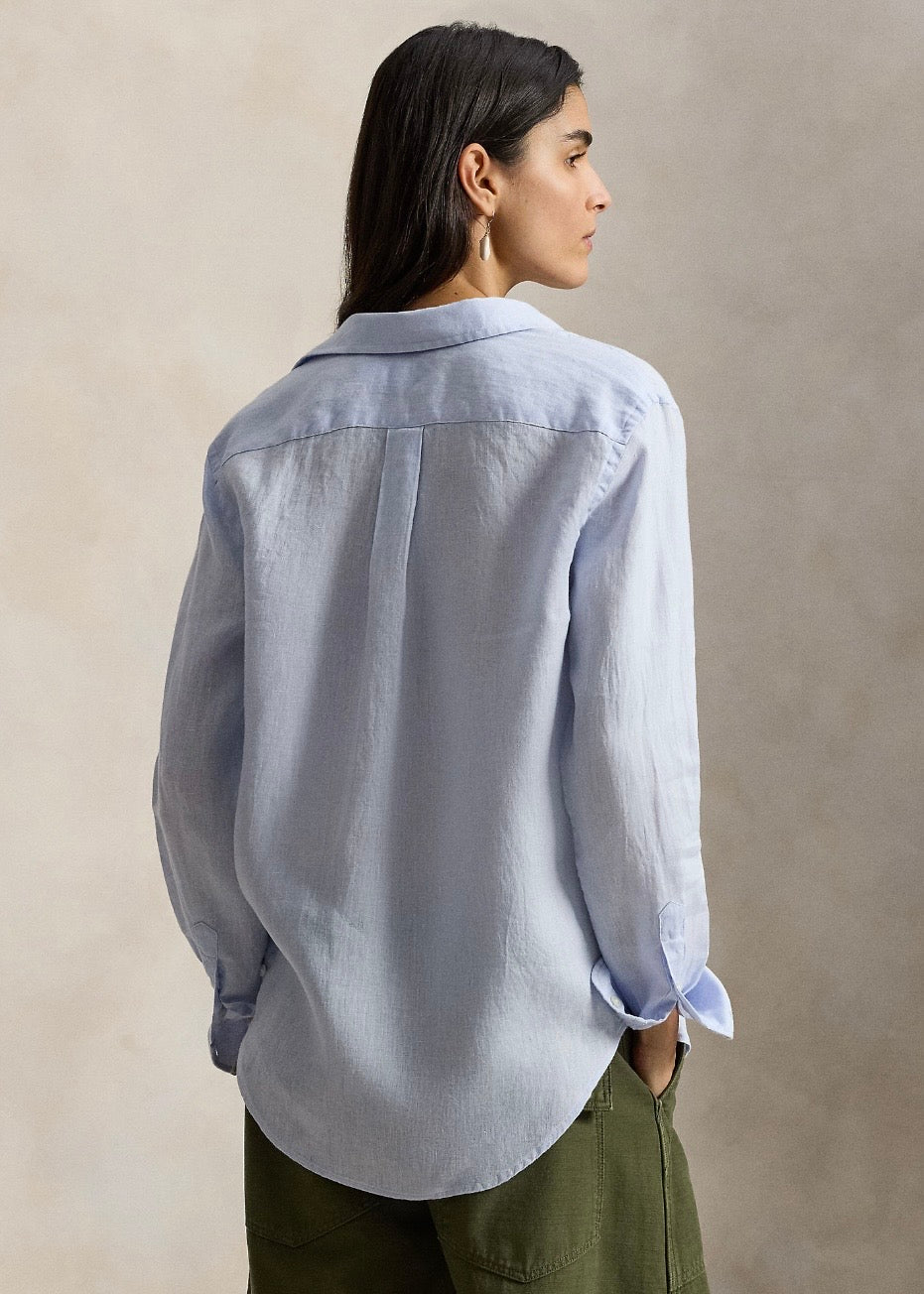 Classic Fit Linen Shirt Oxford Blue
