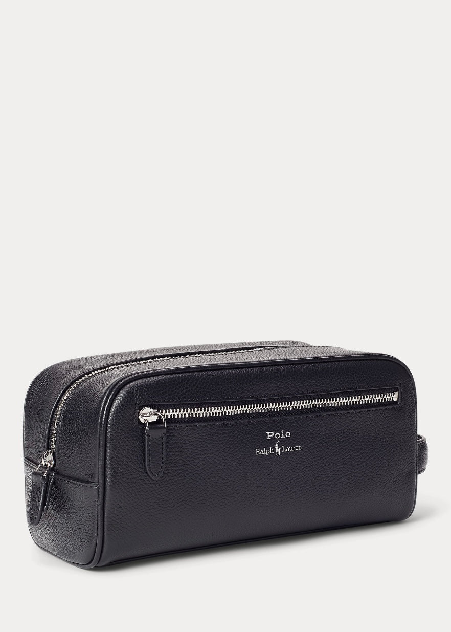 Leather Washbag Black
