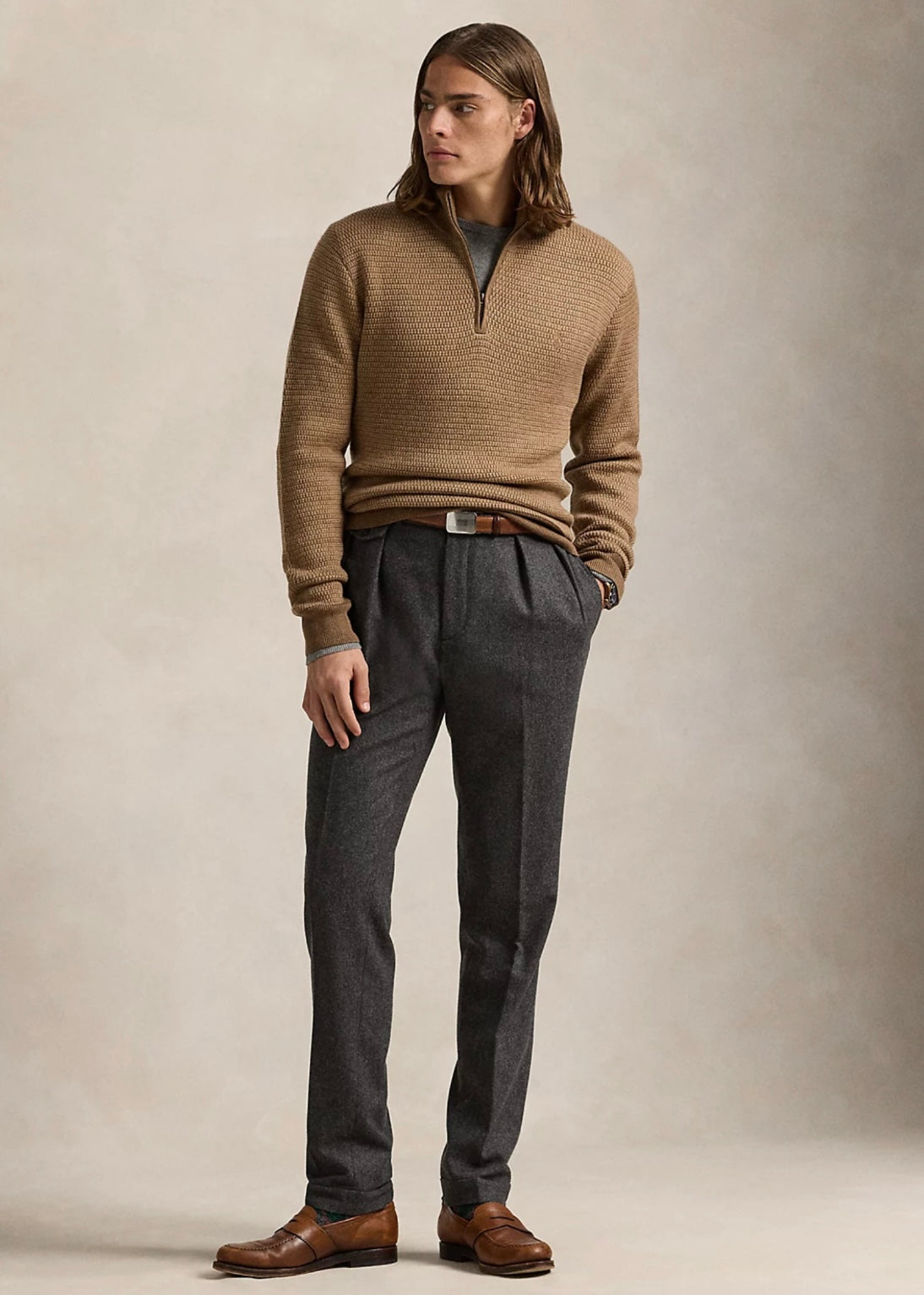 Polo Ralph Lauren Structur Wool zip - Camel Combo