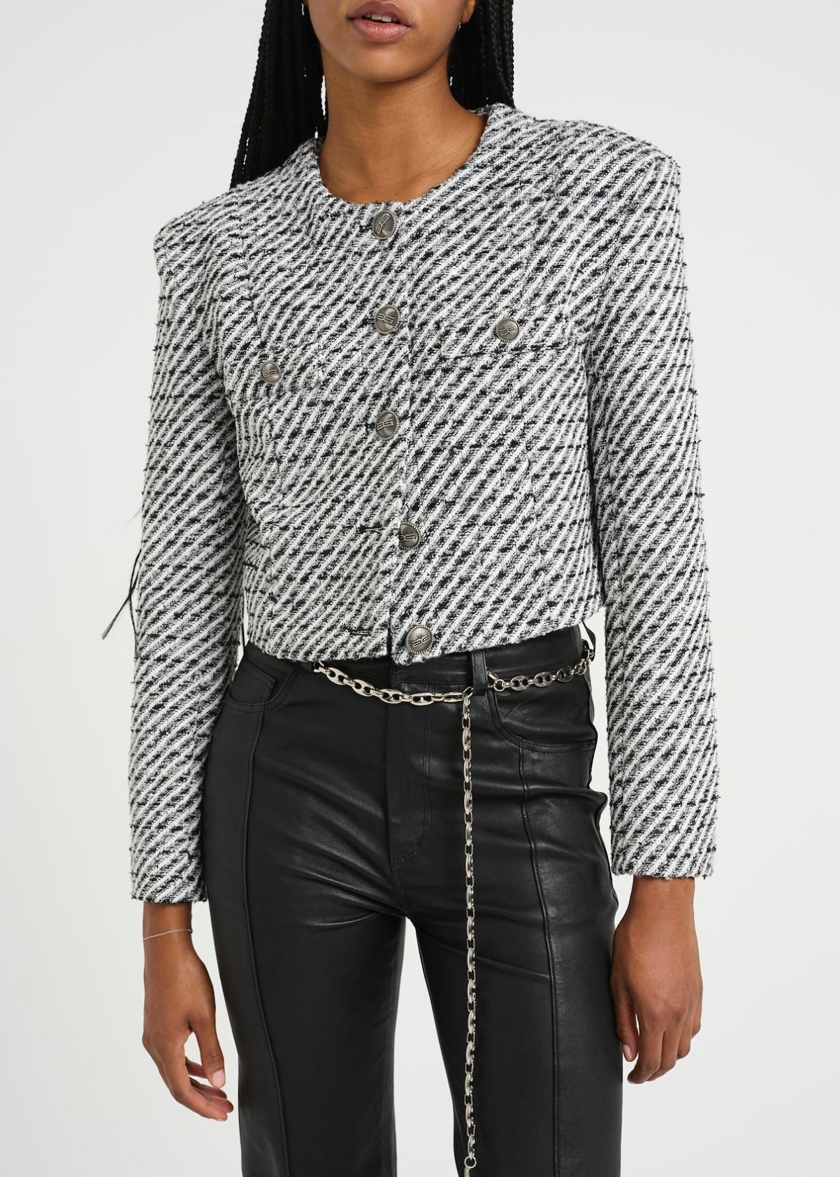 Gestuz Amilina jacket - BlackWhite Lurex Twill