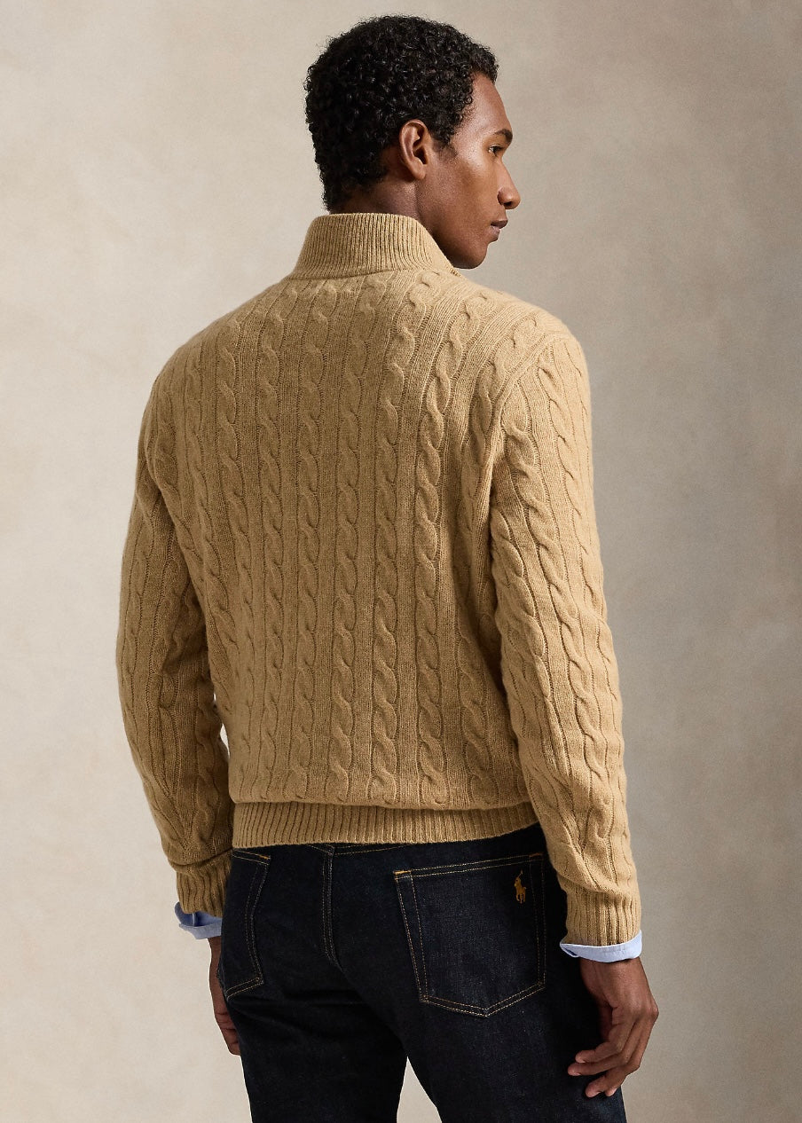 Cable Zip Camel Melange