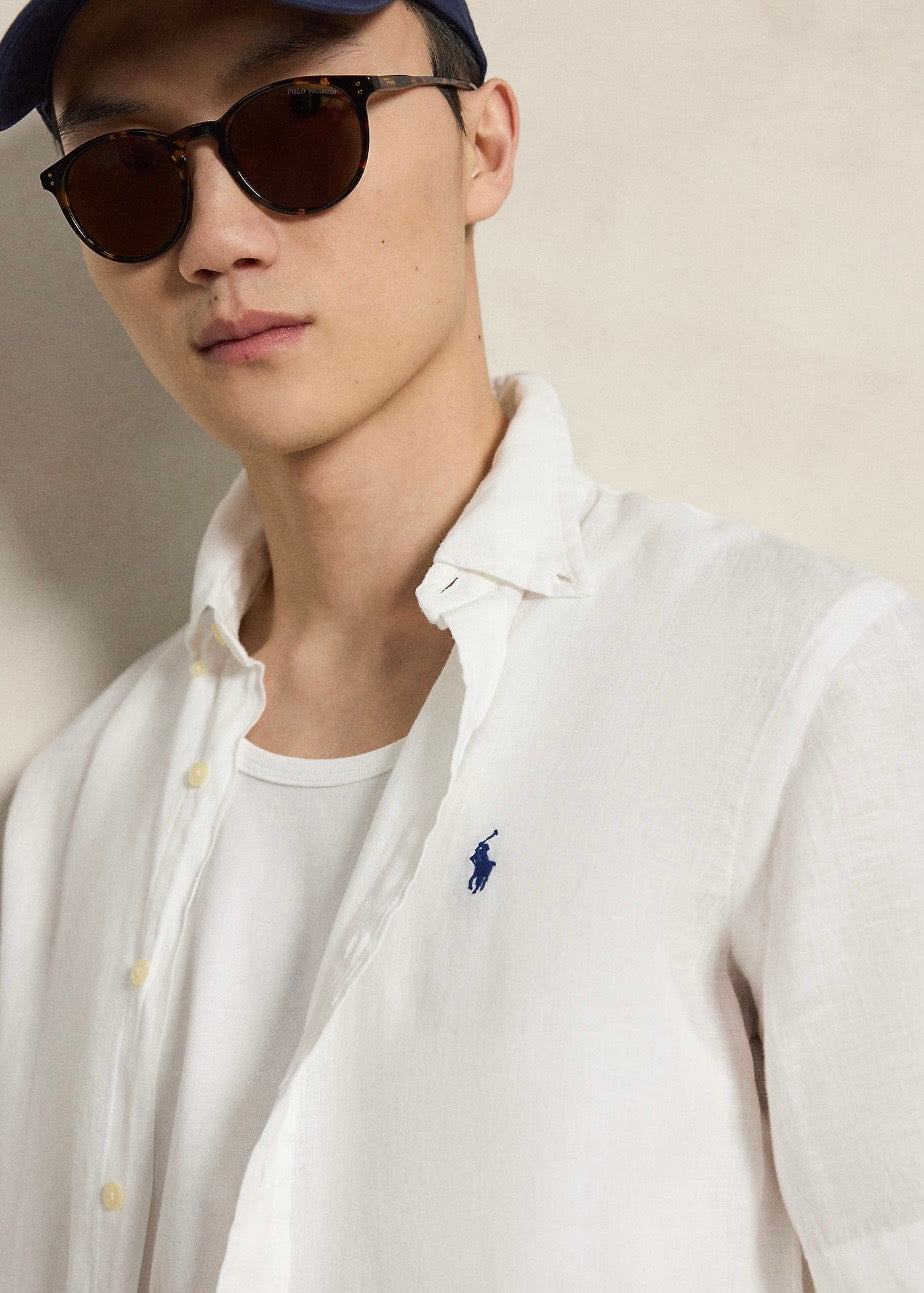 Custom Fit Linen Shirt White