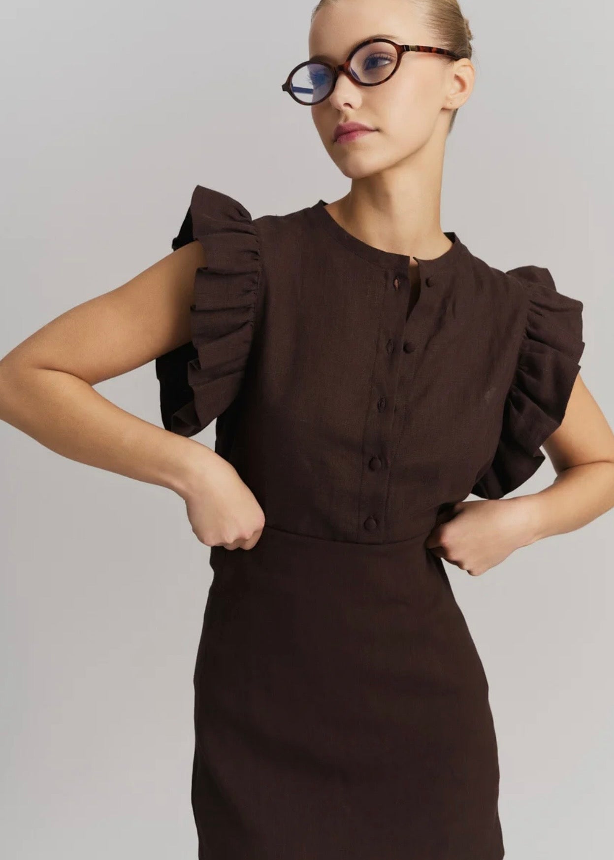 Pauline Linen Shirt Dark Brown
