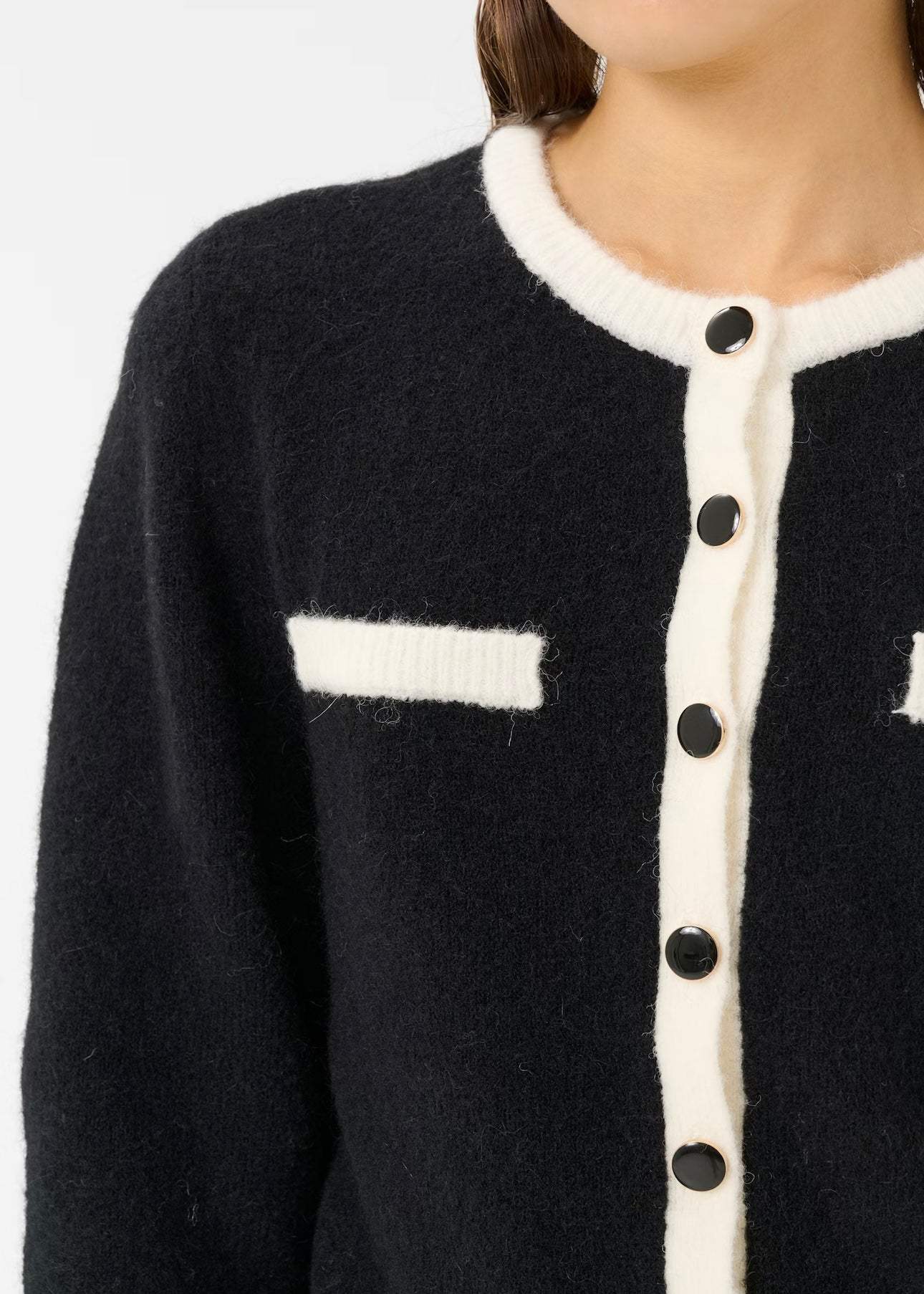 Gestuz Alpha Contrast cardigan - Black/Ivory