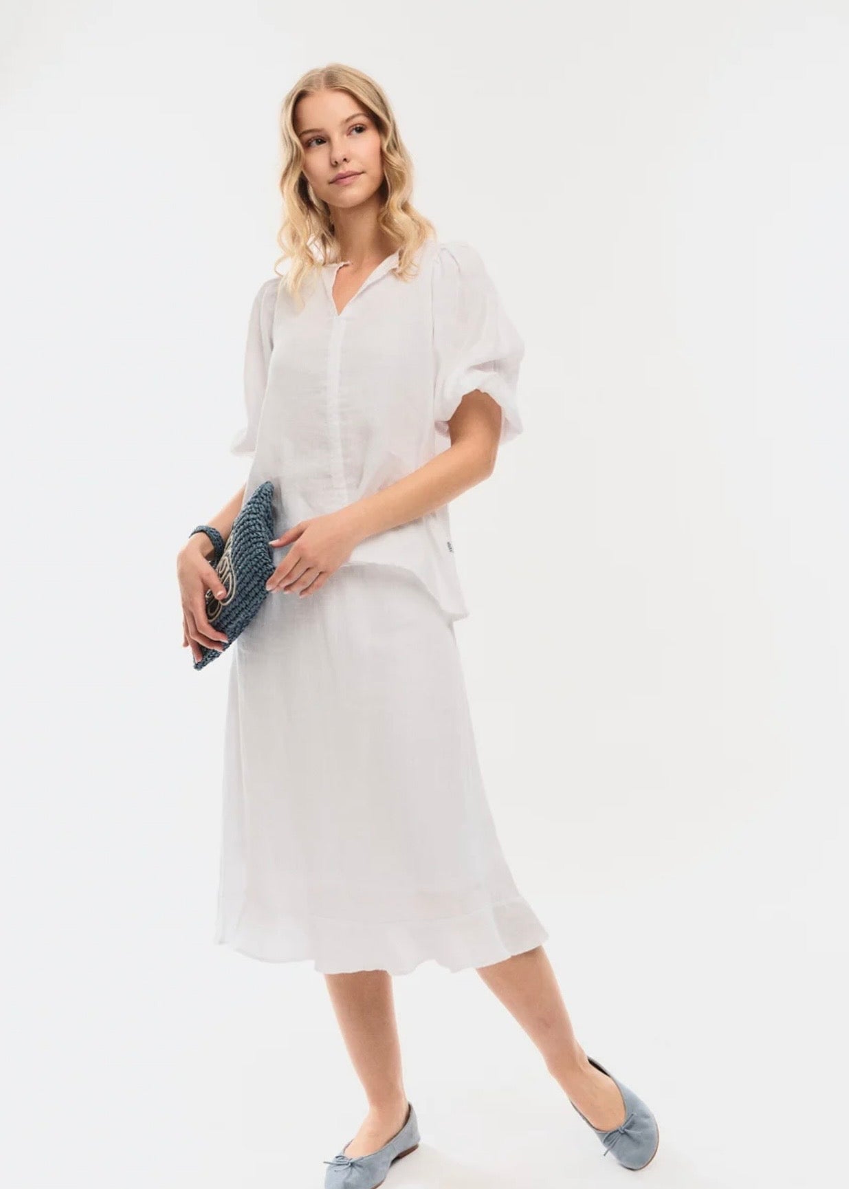 Anna Linen Top White