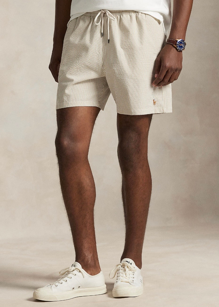 Traveler Swim Trunk Coastal Beige Seersucker