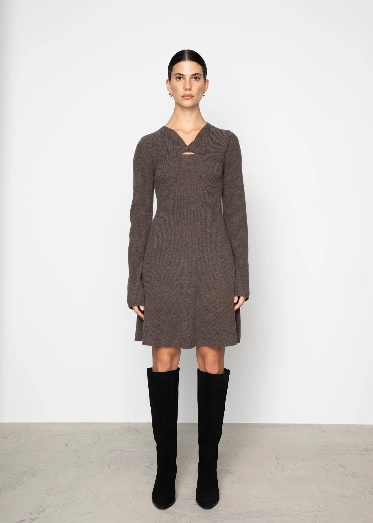 Camilla Pihl Myla dress - Dark Taupe Melange