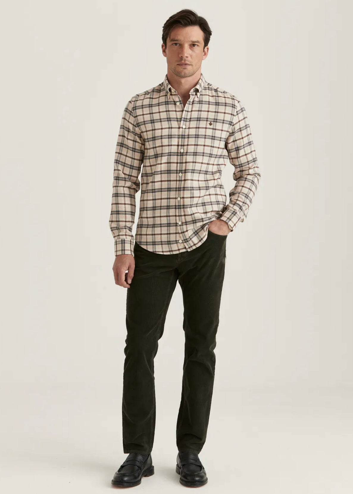 Morris Soft Check Flannel shirt - Camel