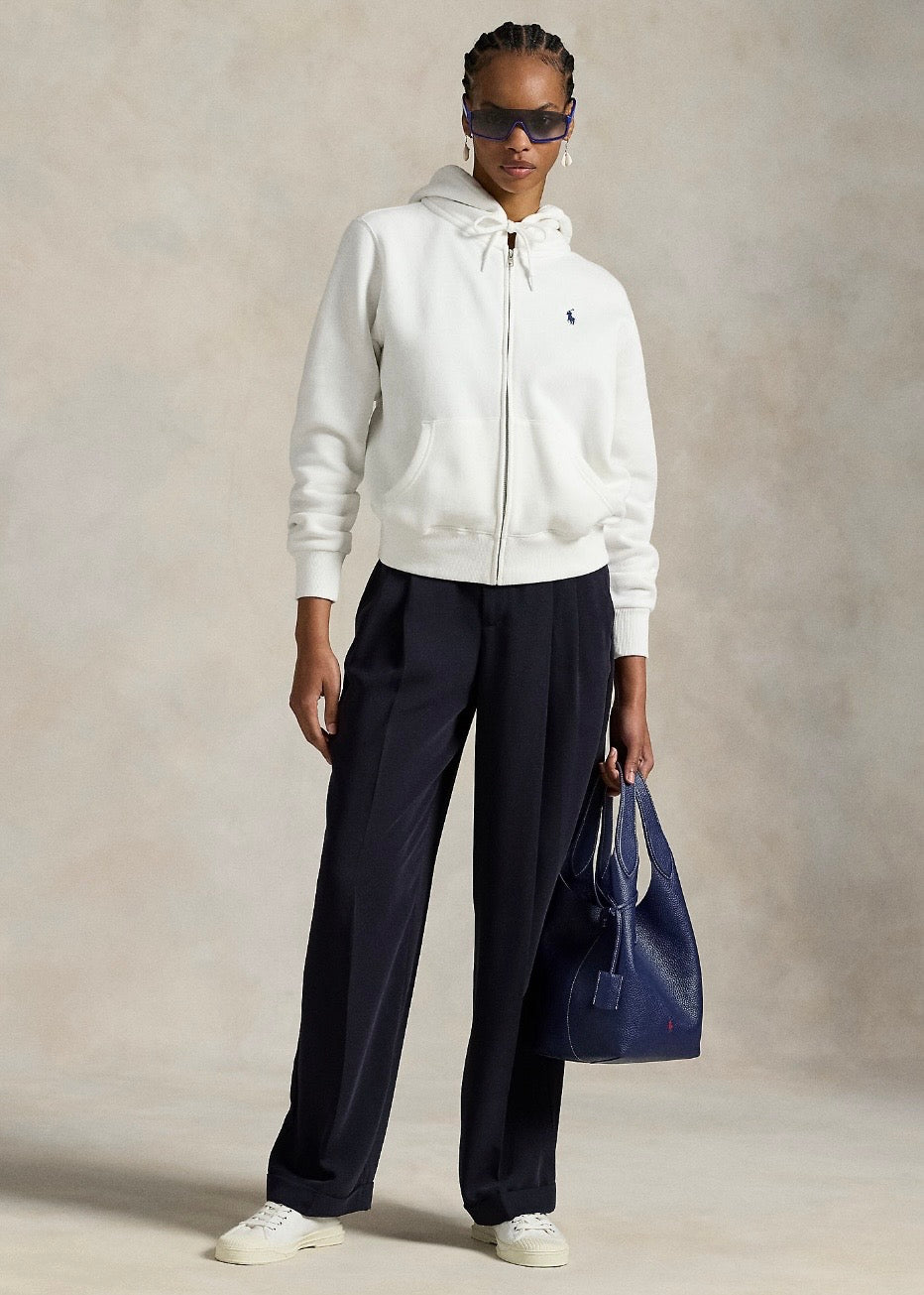 Fleece Full Zip Hoodie White