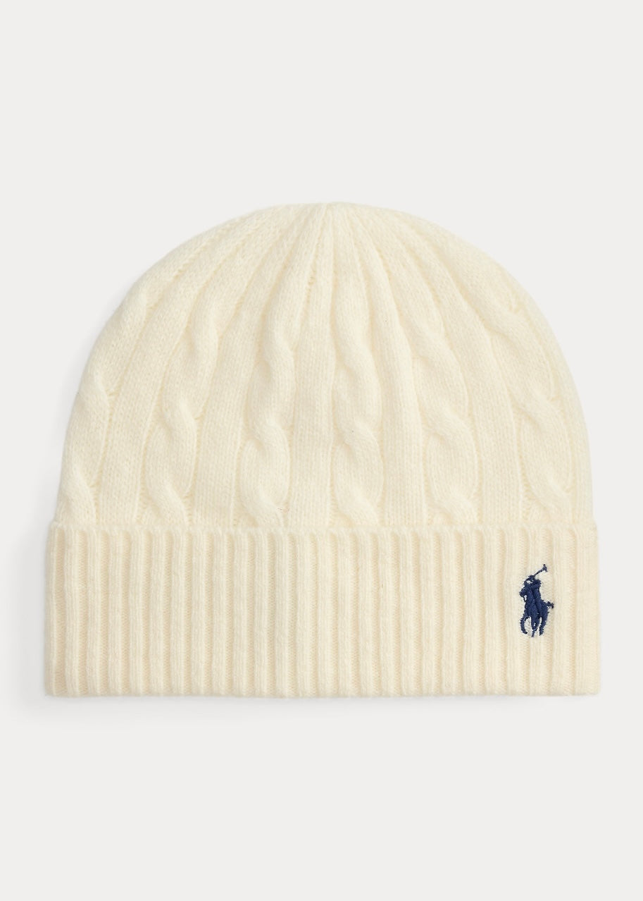 Cable Wool-Cashmere beanie Cream