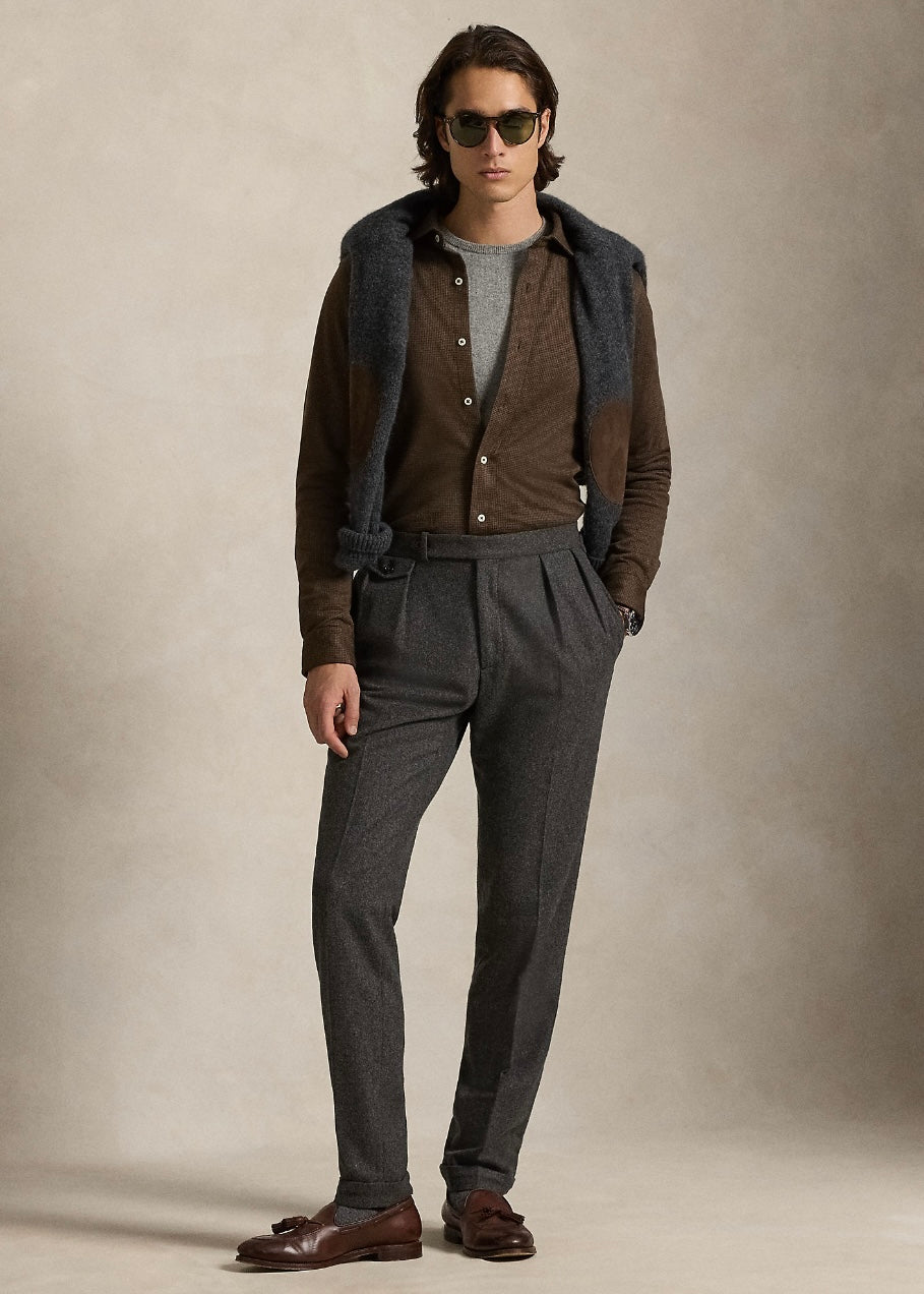 Houndstooth Jersey Shirt Brown