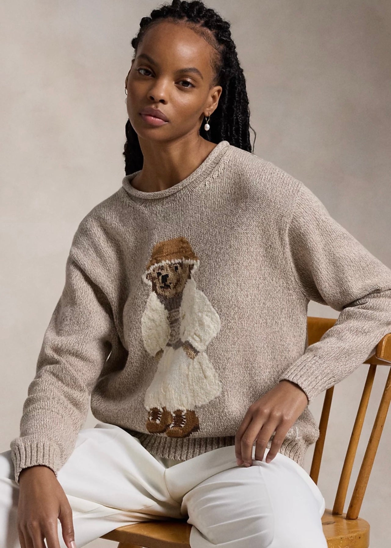 Polo Ralph Lauren Bear sweater - Mushroom Marl Multi