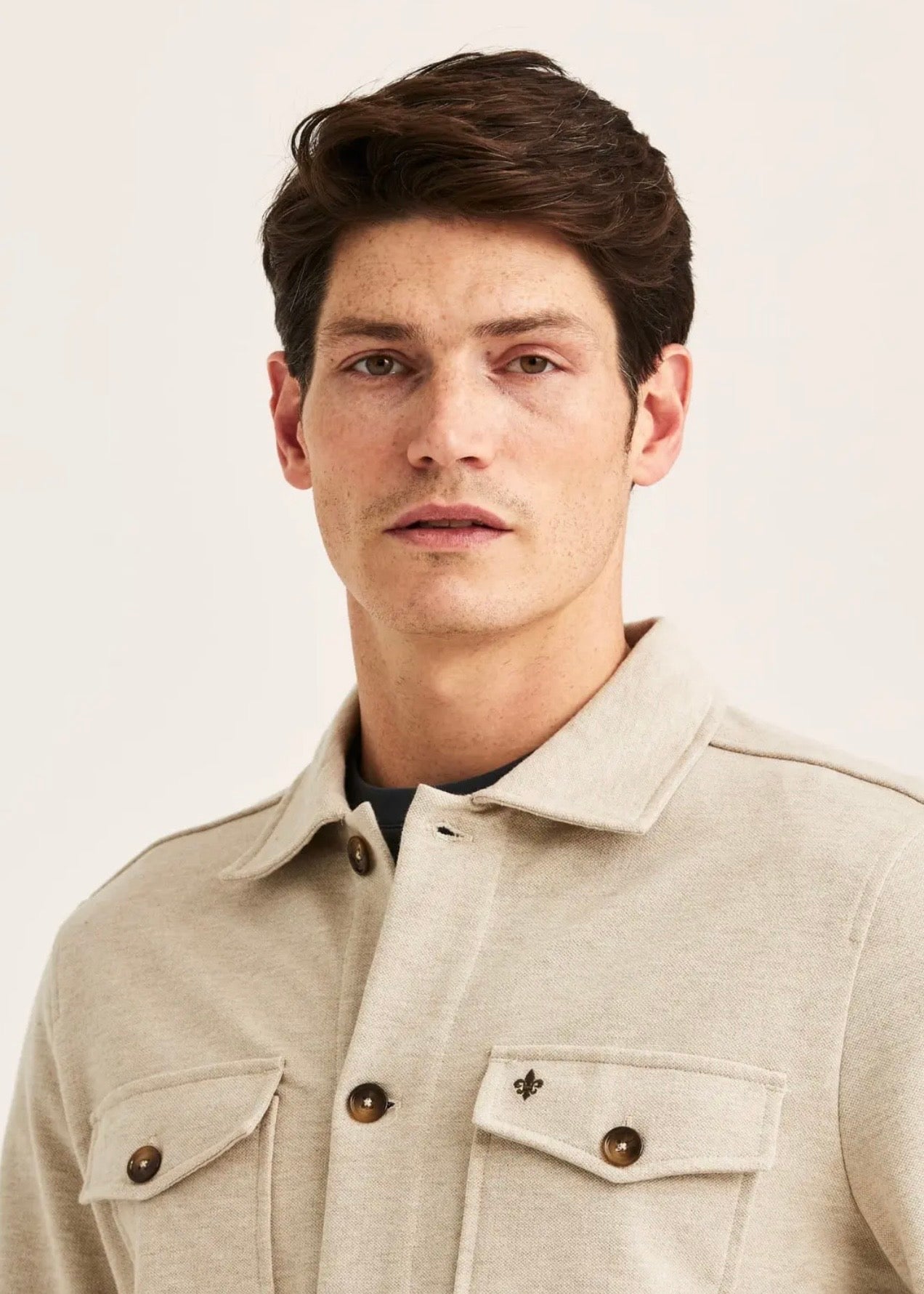 Andrew Piqué Jersey Overshirt Khaki