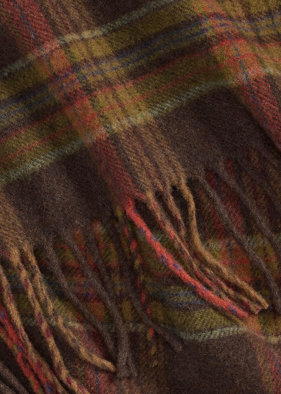 Plaid Fringe scarf Brown Multi