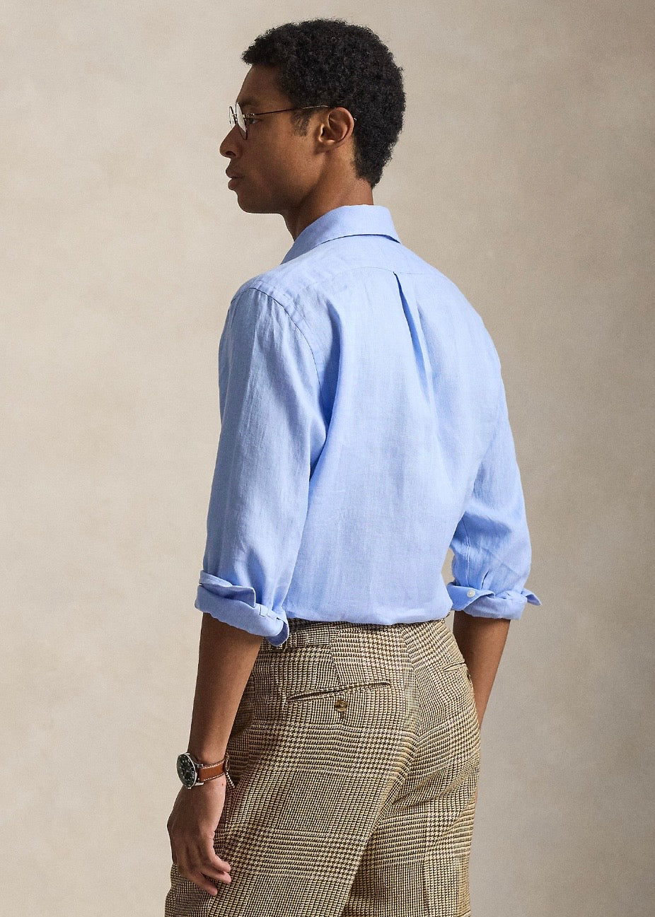 Custom Fit Linen Shirt Austin Blue