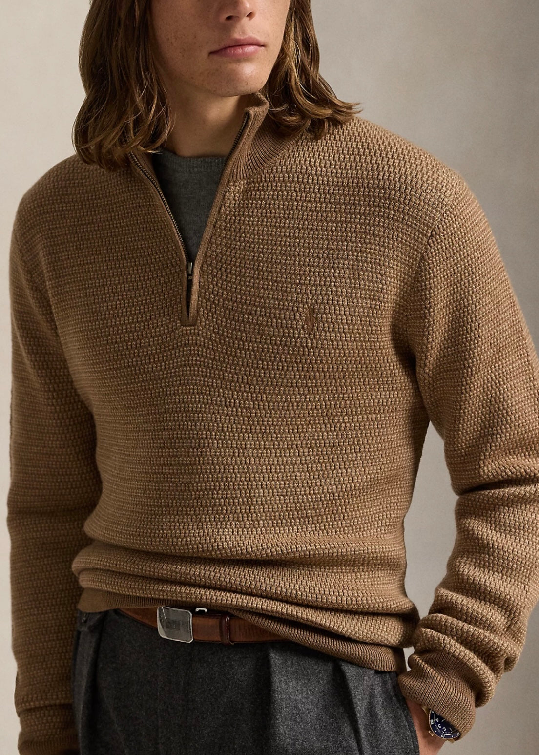 Polo Ralph Lauren Structur Wool zip - Camel Combo