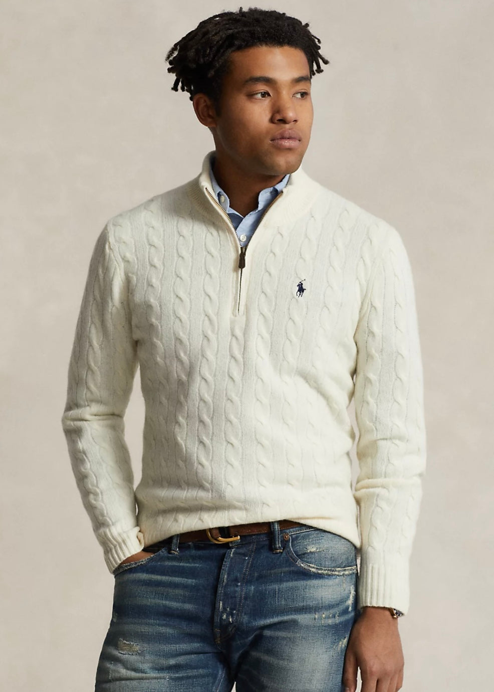 Polo Ralph Lauren Cable Zip - Andover Cream