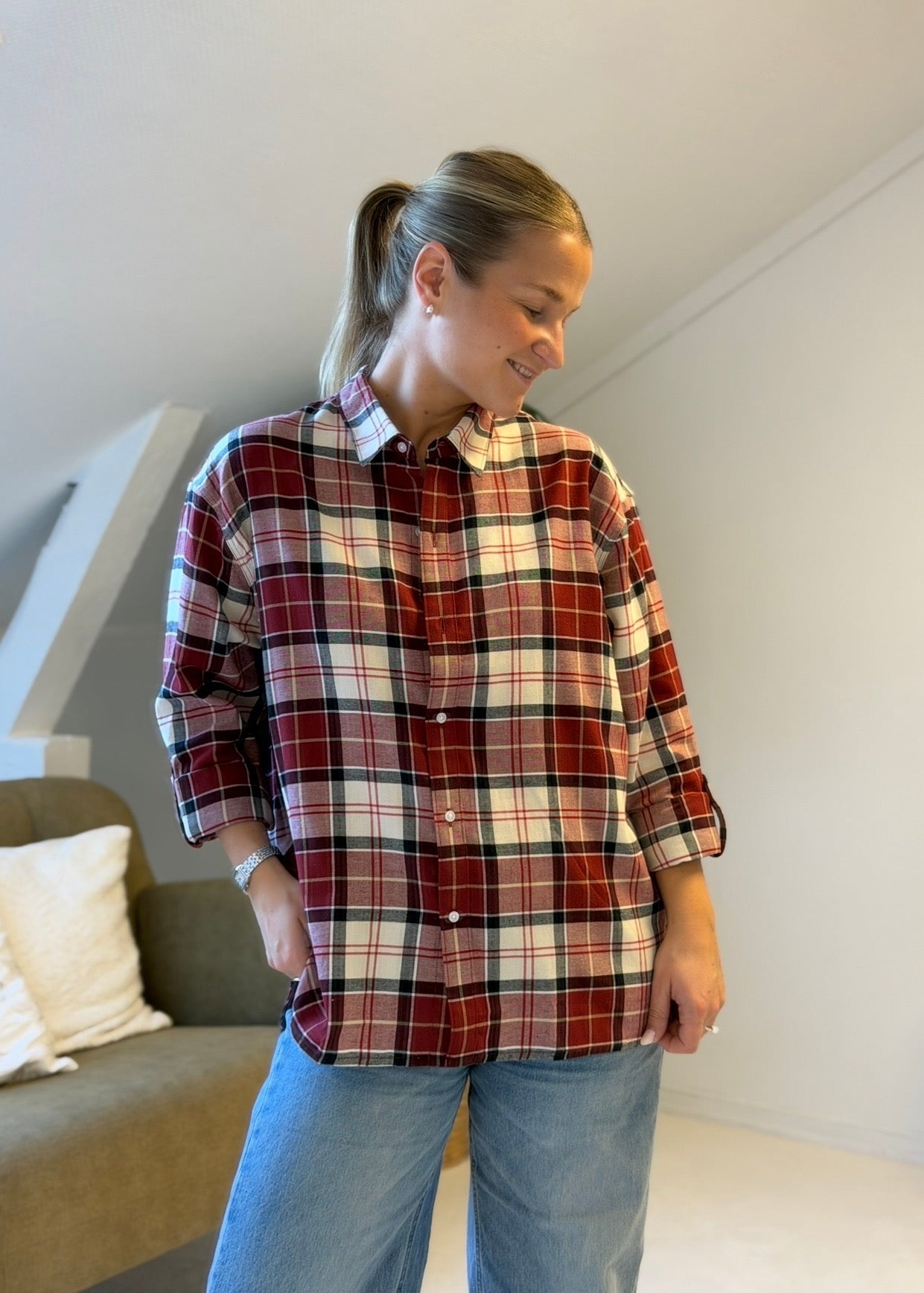 Elishaw Check Shirt Lt. Cardinal Tartan