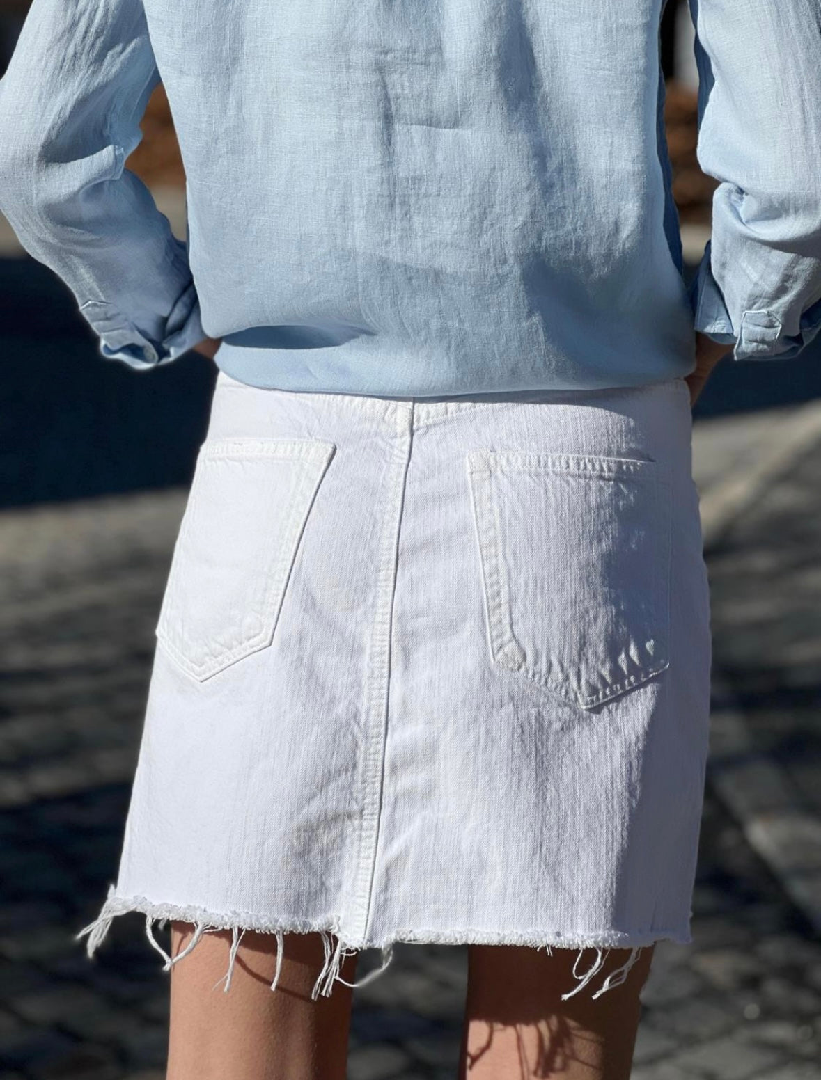 Ralph lauren white denim skirt hotsell