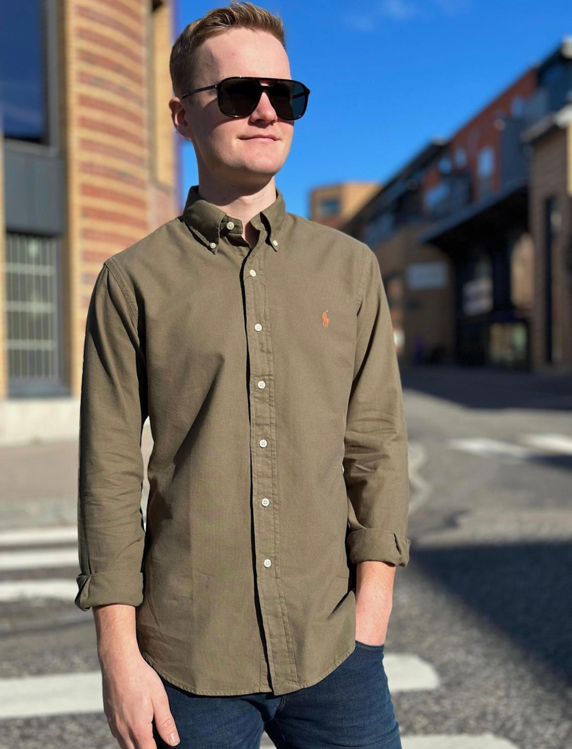 Polo Ralph Lauren Oxford shirt custom fit - Canopy Olive