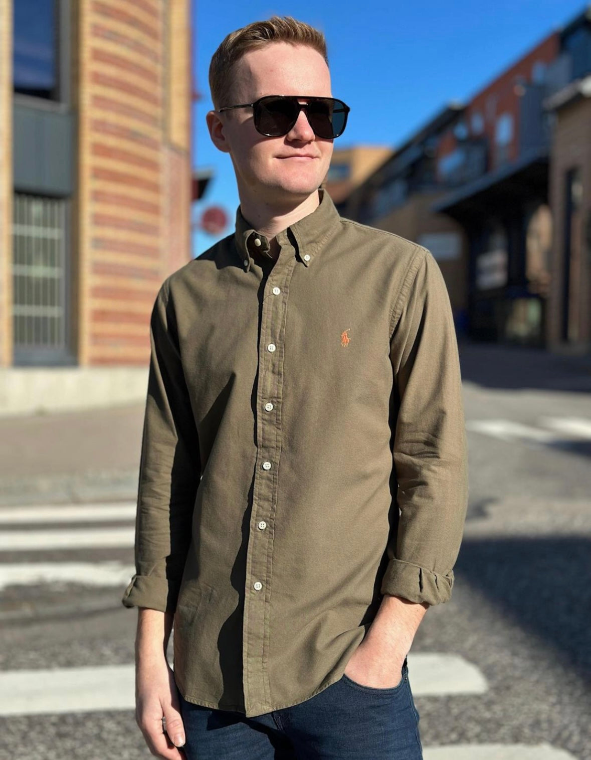 Polo Ralph Lauren Oxford shirt custom fit - Canopy Olive