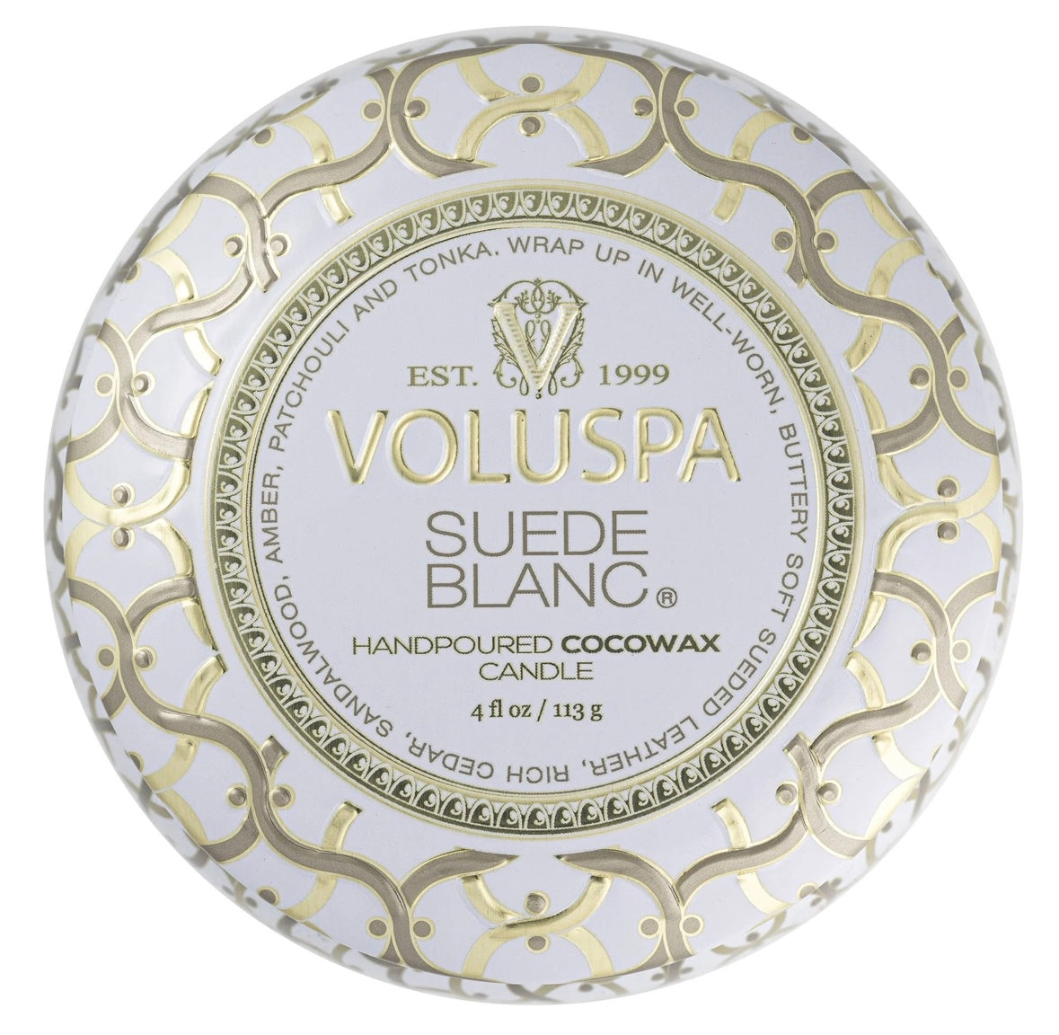 Voluspa Mini Tin candle - Suede Blanc